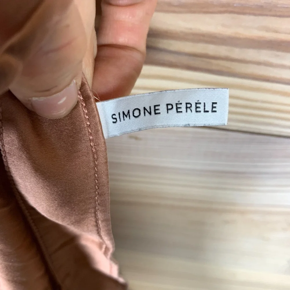 Simone Perele Cami‎ Top OS Mauve Pink Silk Matte Satin V Neck Capsule Romantic